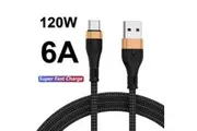 2M Braided USB Type-C Adapter Cable USB-C Charger Cord 6A 120W Fast Charging
