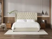 My Style Winged Headboard & Slimline Base - Super King / Batiste Nougat / Standard Base