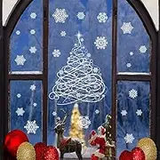 ZANZER Window Stickers Clings 28 PCS,Christmas Decorations Xmas Indoor Decor Window Glass Decals Santa Snowflake Snowman Reindeer Winter Static Wall Stickers for Holiday Party Supplies (Style C)