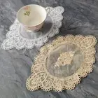 Crochet Hollow Lace Coaster Oval Doily Tablecloth Cup Mat Table Decoration
