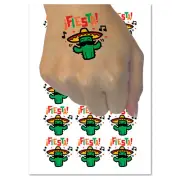 Fiesta Party Cactus with Sombrero Temporary Tattoo Water Resistant Body Art Set