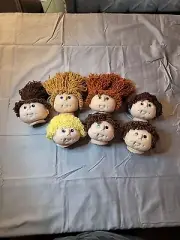 Vintage 1984 Cabbage Patch Kids Doll Head lot of 7 Vinyl Yarn Hair COPR