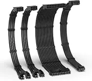 EZDIY-FAB 12VHPWR PSU Cable Extension Kit,16AWG PCIE 5.0 Power Supply Cable Extension- 1x 24 Pin ATX /2X 8Pin (4+4) EPS / 1x12+4 Pin GPU,Sleeve Cable 300MM with Combs-Black