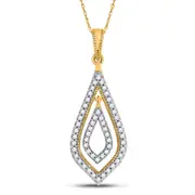 10k Yellow Gold Round Diamond Double Nested Oval Pendant 1/4 Cttw