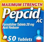 AC Maximum Strength with 20 mg Famotidine for All-Day Heartburn Prevention & Relief, 50 ct.