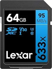 Lexar Professional 633x SD Card 64GB, SDXC UHS-I Card, Up to 95MB/s Read, for Mid-Range DSLR, HD Camcorder, 3D Cameras, LSD64GCB1EU633 (Product Label May Vary)