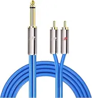 Premium Audio Cable TS Jack 1/4" to 2 RCA Compatible with Guitar Sound Box 6.35 to Dual RCA Shielding Cable 1M 2M 3M 5M 8M 10M(Blue,12m)