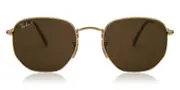 Ray-Ban RB3548N Hexagonal Metal Flat Lenses Polarized 001/57 Men's Sunglasses Gold Size 51