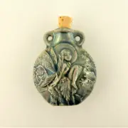 Fairy, Faire Raku Oil Bottle Necklace/Pendant Teal blue