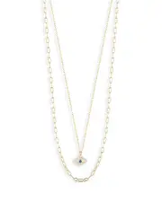 Aqua Cubic Zirconia Evil Eye Layered Necklace, 18-20 - Exclusive