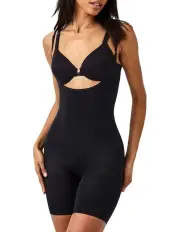 [Spanx] Everyday Seamless Shaping Open Bust Mid Thigh Bodysuit in Black