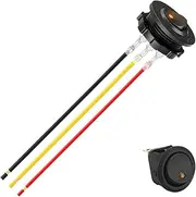 Vgvgaj 12V Switches, 12V Round Toggle Switches, Nut Fastening Mount with Pre-Wired Leads, Red LED Lighted Pushbutton for Automotive RV Truck
