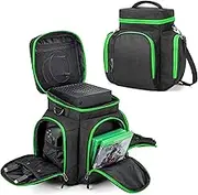 Trunab Console Carrying Case Compatible with Xbox Series X, Travel Bag with Multiple Storage Pockets for Xbox Controllers, Games, Cables, Portable Hard Disk and Other Accessories, Green
