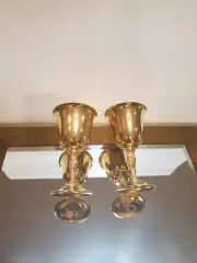 Vintage 24k Gold Wine Glasses/Chalice/ Goblet Set of 2 International Silver Co.