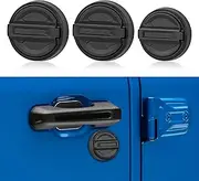 PIFOOG Keyhole Covers Fit for Jeep Wrangler JL 2018-2025 Gladiator JT 2020-2025 Accessories Magnetic Door Lock Cover Front Back Tailgate Doors Hole Protection Black 3 Pack