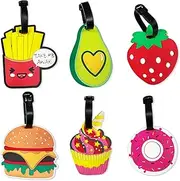 NILLOS Funny Luggage Tags, 6 PCS Cute Suitcase Labels with Loop for Traveling (6 Styles)