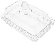 Luxshiny Glass Butter Storage Plate with Lid Elegant Transparent Butter Preservation Tray for Kitchen for Butter Cheese Jams Versatile Design with Pearl Pattern Edges