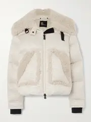[Moncler Grenoble] Moncler Grenoble - Stowe Appliquéd Shearling-trimmed Metallic Tweed Down Jacket - Ivory - 3 3 Ivory