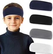 [CIATBYYJ] 4 Pcs Elastic Kids Sports Headbands Athletic Absorbing Sweat Headband Wicking Boys Girls Sweatbands Kids Sports Headbands for Football Basketball Running Tennis Baseball Running Gym