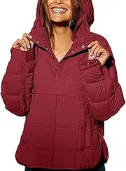 [Generic] Puffer Pullover Jacket Womens, Womens Casual Oversized Puffer Jacket, Quilted Pullover Women, Women's Winter Warm Jackets