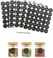 180 Spice Jar Labels - Chalkboard Stickers, Preprinted and Blank - Round and Era