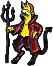 [Pinstant] Ned Devil Demon Flanders Treehouse Horror Animated Cartoon Comedy TV Show Animation Funny Humor Joke 1.25" Enamel Pin Badge, 1.25 Inches, Enamel, enamel