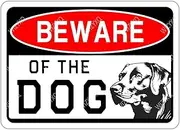 WIZYXQ Labrador Beware of Dog Sign - Funny Metal Decor Sign for Yard, Garden, Garage & Fence - 8x12 Inches