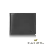 【BRAUN BUFFEL 德國小金牛】台灣總代理 路西奧 4卡零錢袋皮夾-黑色(BF399-315-BK)