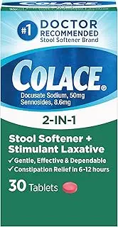 2-IN-1 Stool Softener & Stimulant Laxative Tablets, 30 Count, Gentle Constipation Relief in 6-12 Hours