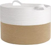 Laundry Baskets Storage Basket with Handles,Decorative Basket for Living room,Woven Storage Basket for Toys Bin-22x14in,Gradient Yellow