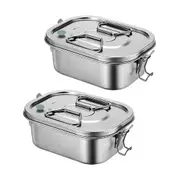 2pcs Lunch Box Stainless Steel Lunch Box Kids Adult Double Wall Metal Lunch Box Container With Airt