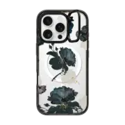 iPhone 16 Pro Impact Ring Stand Case MagSafe Compatible White and Black Floral