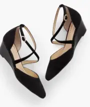 Talbots Black Laney Criss Cross Suede Wedge Size 8M Shoes Women’s NIB New In Box