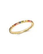 Zoe Lev 14K Yellow Gold Rainbow Gemstone & Diamond Eternity Ring