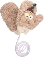 [ANDRESLAD] Boys and Girls Winter Mittens 1 Pair Warm and Cozy Cartoon Gloves Drawstring for 3-6 Year Old Boys Girls