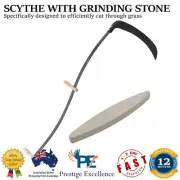 Scythe Garden Grass Wheat Oats Barley Cutting Weeds with Grinding Stone 145cm AU