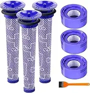 Filter Replacement for Dyson V8 Animal,V8 Motorhead,V8+,V8 Absolute,V8 Carbon Fiber,V7 Absolute,V7 Animal Plus,V7 Animal Pro,Compare to Part #965661-01&967478-01,3 Pre-Filters,3 Post-Filters