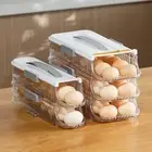 Egg Holder Slide-out Tray Capacity Fridge Storage Box with Rolling Handle Lock