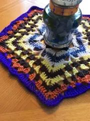 BLUE MANDALA YARN DOILY TABLE MAT/TRIVET CROCHET HANDMADE TABLE RUNNER-FREE SH