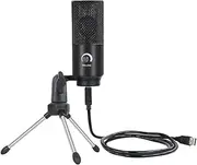 Aswalling USB Condenser Microphone Mic with Mini Tripod Stand and Gain Knob for PC Laptop Games Playing Music Recording
