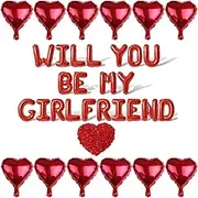 1 Set Will You Be My Girlfriend Balloons, Red, 1000 Rose Petals, Suitable for Valentine's Day