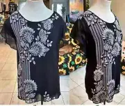 NEW Vince Camuto Womens Blouse Top Shirt Floral FLUTTER Sleeve PLUS SZ 3X
