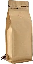 Kraft Paper Coffee Bags 50-Pack – 16oz (1lb) Food Grade Stand-Up Pouches with Resealable Zipper, Degassing Valve, Flat Bottom & Side Gusset – Natural Brown Coffee Bean Storage Bags