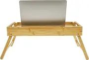 Bed Tray Table Bamboo Bed Breakfast Tray with Handle and Foldable Leg Multifunctional Sofa Snack Tray with Media Slot Food Tray Table Breakfast Serving Tray Laptop Computer Tray for Home