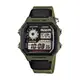 CASIO WATCH 卡西歐十年電池世界地圖時間綠色帆布帶電子腕錶 型號：AE-1200WHB-3B【神梭鐘錶】