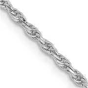 [JewelryWeb] 10k White Gold Solid 2mm Sparkle Cut Rope Chain Bracelet 18 Centimeters Lobster Claw Link-Bracelet for Women and Men