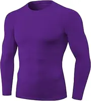 [Queerier] Men's Compression Long Sleeve Shirts, Cool Dry Sport Workout Underwear Shirt Athletic Baselayer Running Tops 1/2 Pack