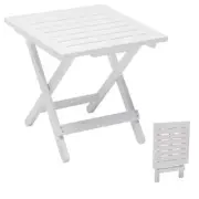 Anraja Side Table 16.9"x16.9"x16.7" White Square Wood Folding Portable Outdoor