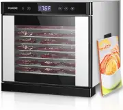 FOHERE- 8 Trays Food Dehydrator Machine Stainless Steel Jerky Fruit Drying Snack