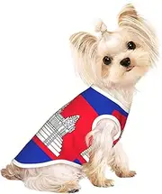 Cambodia Flag print Dog Shirts for Small Dogs Stretchy T-Shirts Lightweight Tank Top Sleeveless Striped Vest